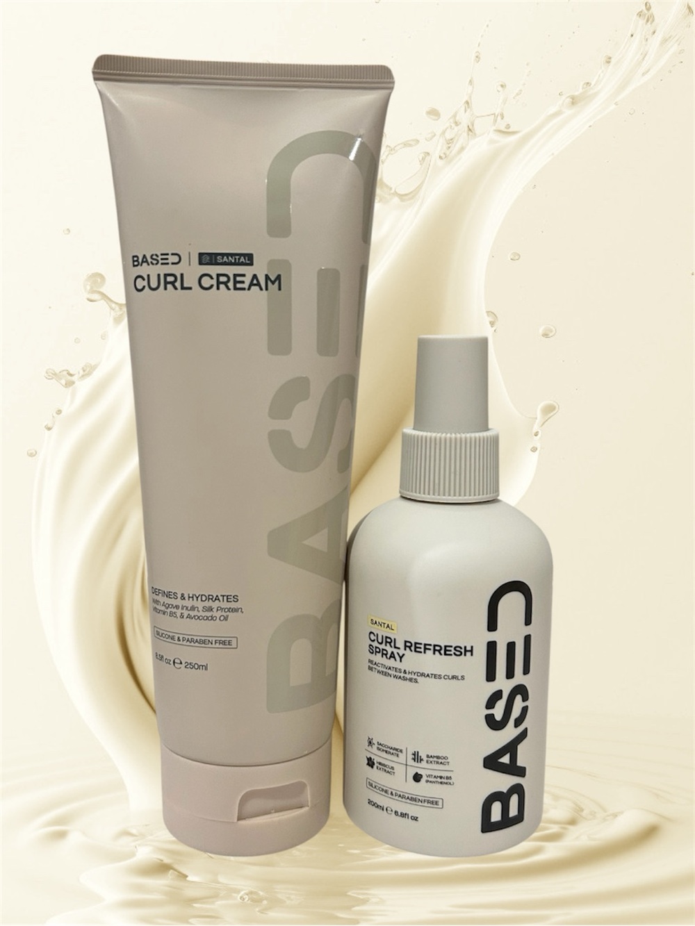 BASED Bodyworks Curl Cream + Curl Refresh Spray Bundle New 6.8oz